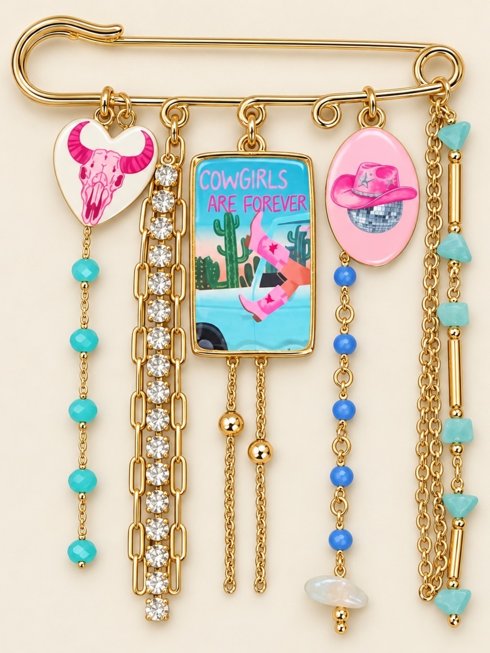 Cowgirls Are Forever Western Charm Pin Brooch
